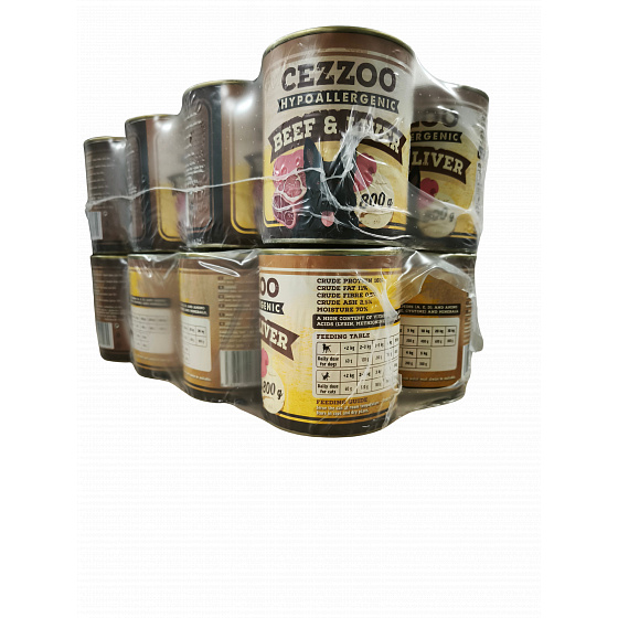 CEZZOO Hypoallergenic Marha és Máj 800g Mennyiség: 14 + 2 ingyen